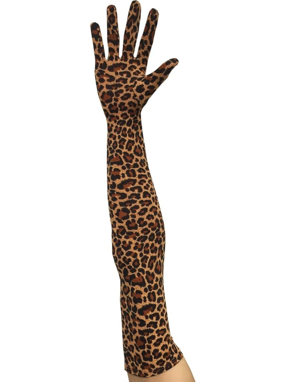 Womens Leopard Stretchable Arm Sleek Cosplay Costume Elbow Length Spandex Gloves